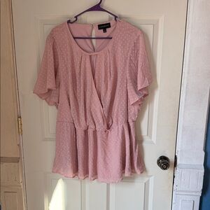 Lane Bryant Pink Polka Dot Blouse
